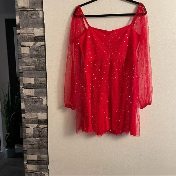 Double Crazy Star Mesh Fit & Flare Dress - Picture 15 of 15